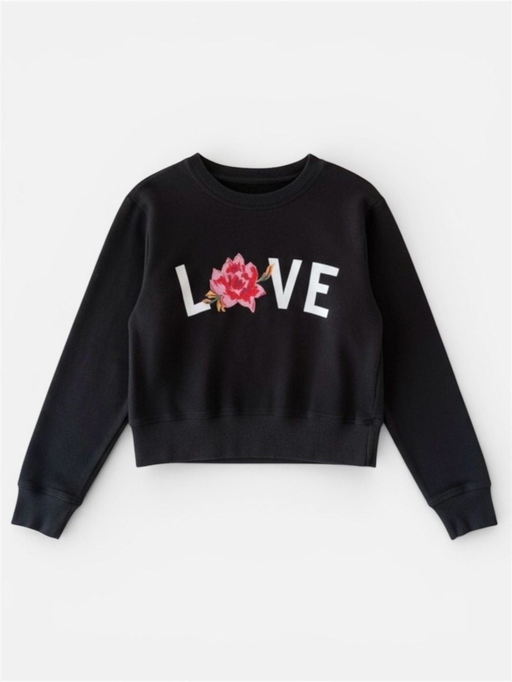 Spiritual Gangster Girls LOVE Floral Sweatshirt Black Size 6 Crewneck
